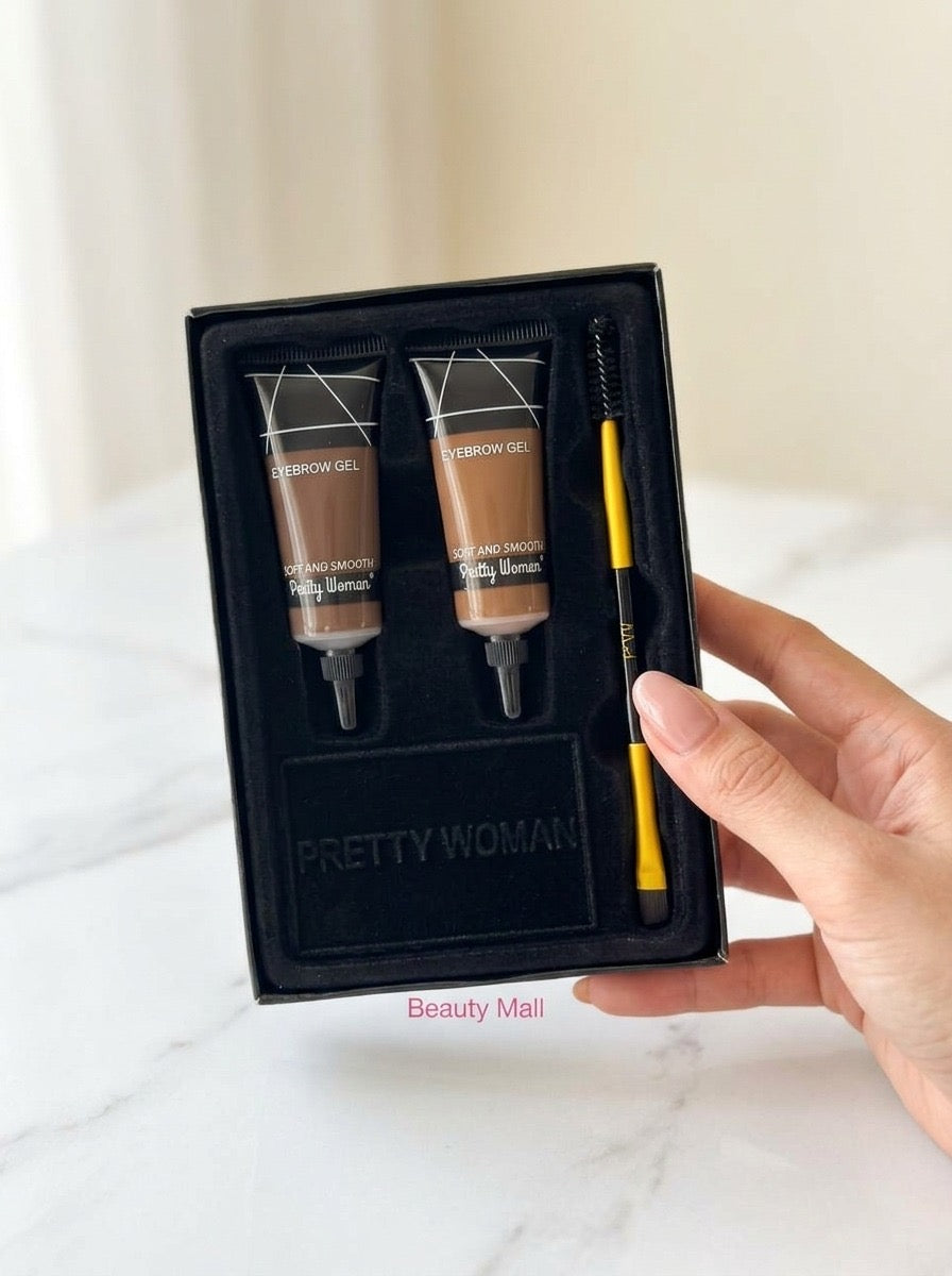 �✨ مصحح حواجب جيل Pretty Woman – 2 أنبوبة + فرشاة ✨💖