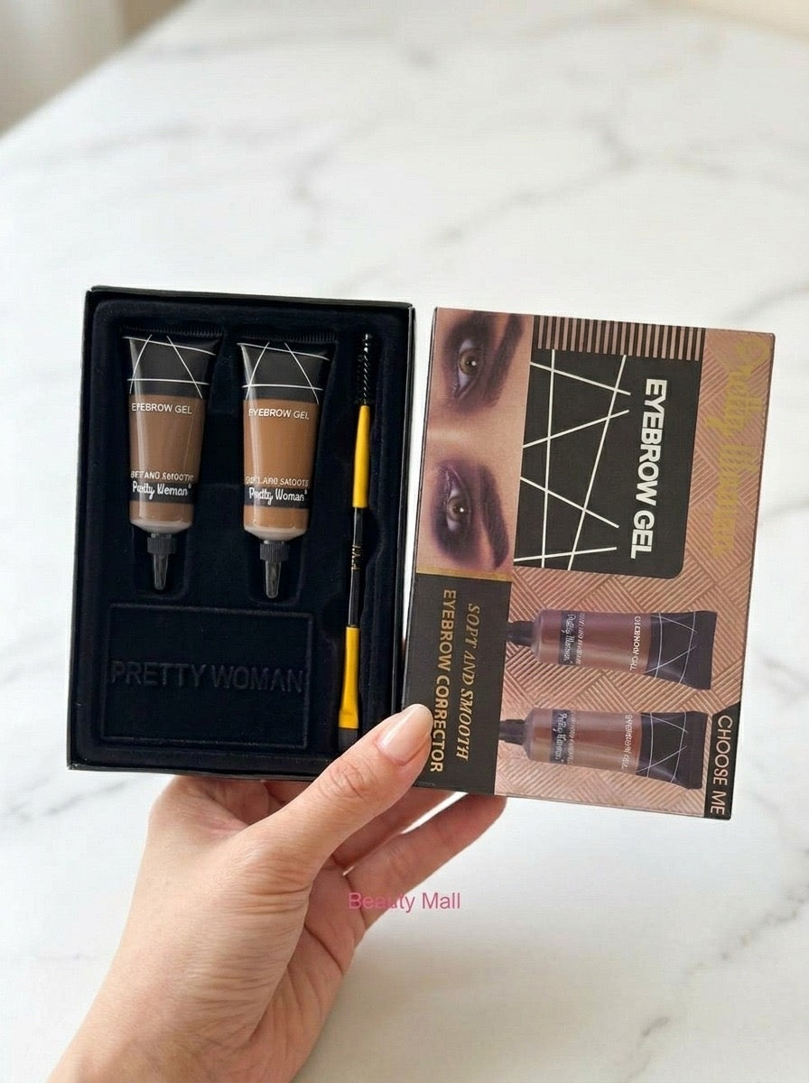 �✨ مصحح حواجب جيل Pretty Woman – 2 أنبوبة + فرشاة ✨💖