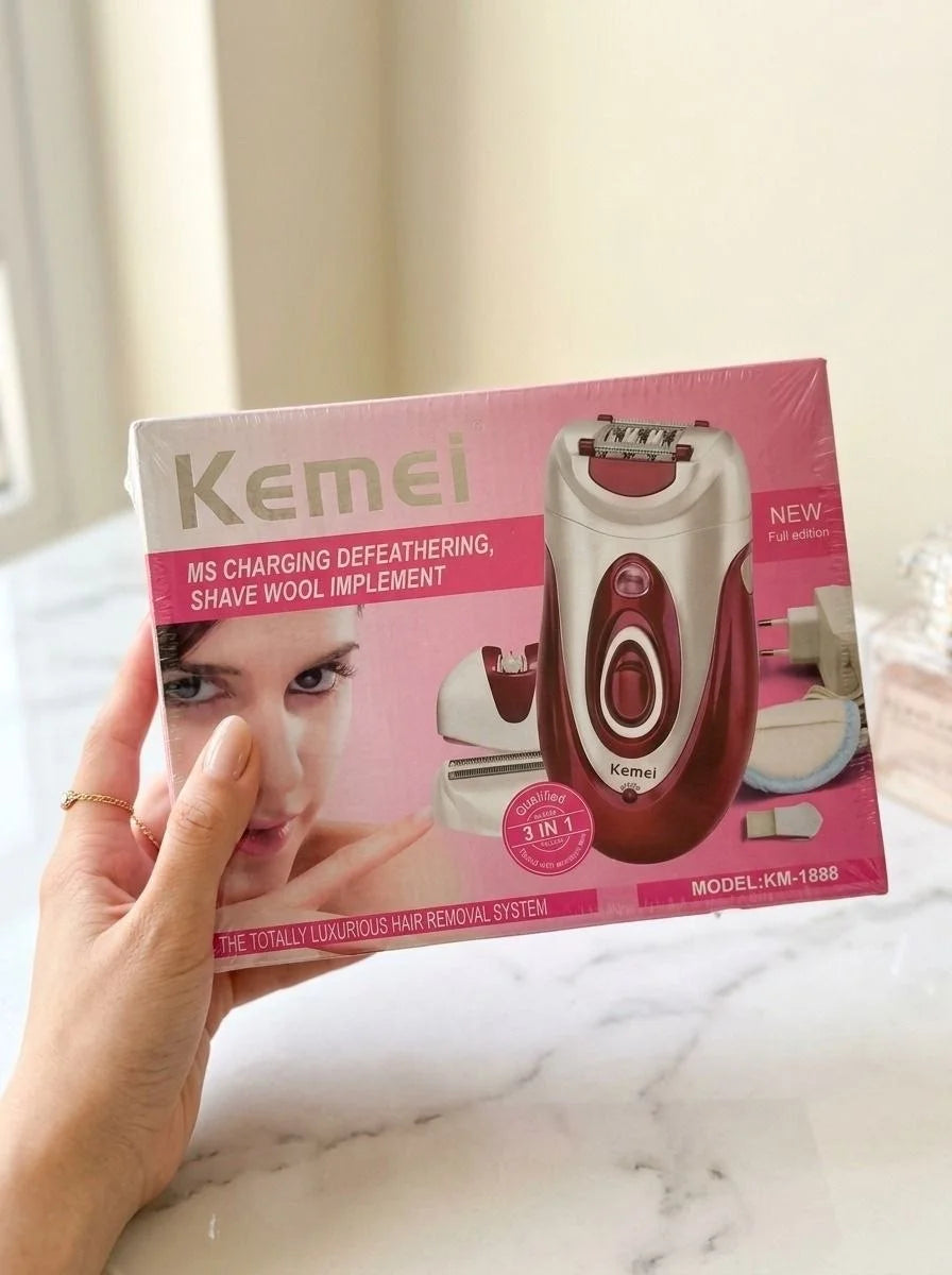 ماكينة إزالة الشعر Kemei KM-1888 – نعومة تدوم لأسابيع بدون مجهود ✨💖