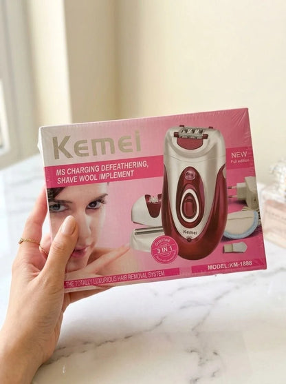 ماكينة إزالة الشعر Kemei KM-1888 – نعومة تدوم لأسابيع بدون مجهود ✨💖