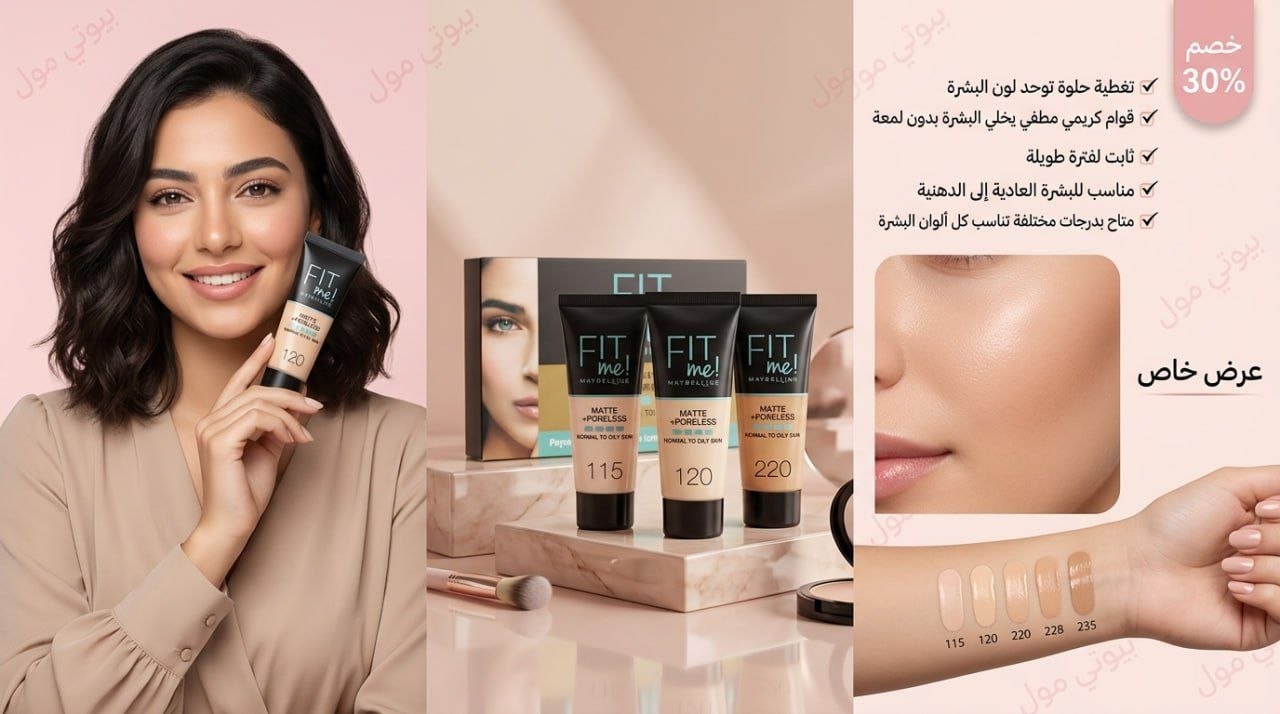 💥 كريم أساس فيت مي مات – Look Like Maybelline Fit Me 🔥 (نسخة اقتصادية)